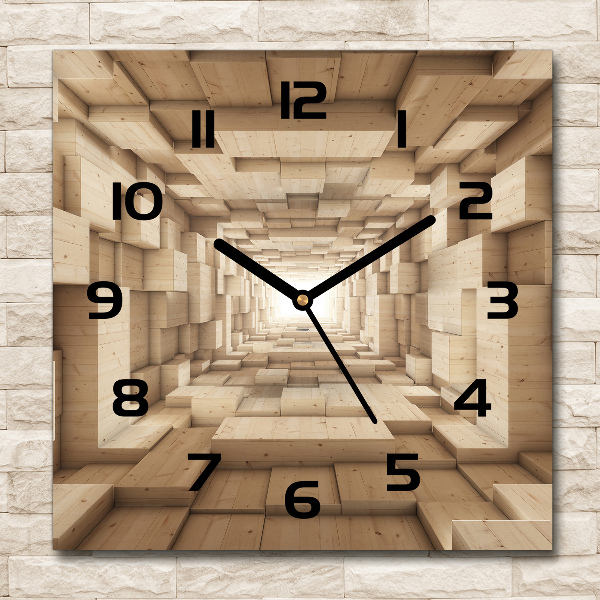 Wanduhr modern quadratisch Holztunnel