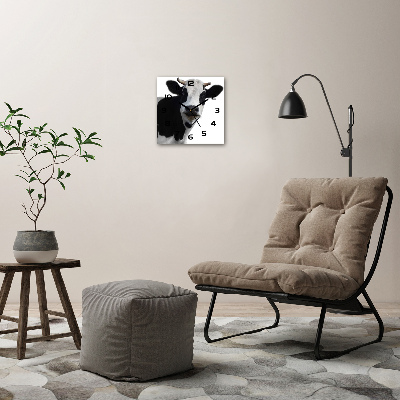 Wanduhr quadratisch Gefleckte Kuh