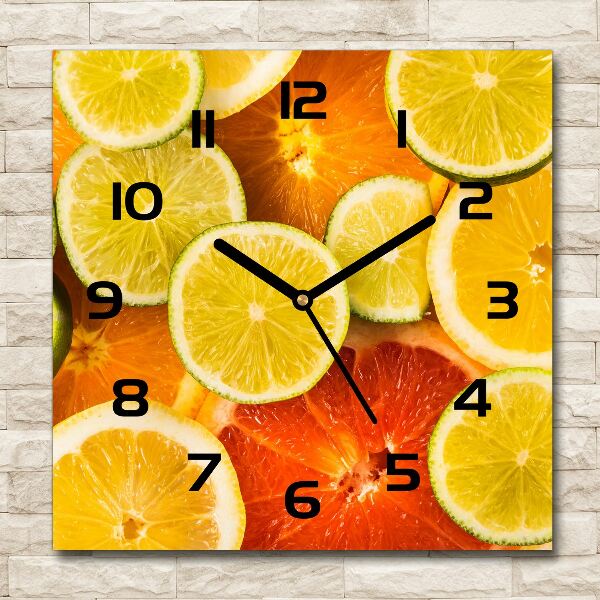 Wanduhr quadratisch Zitrusfrüchte