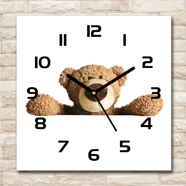 Wanduhr modern quadratisch Teddybär