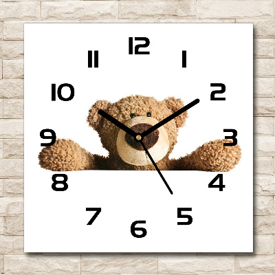 Wanduhr modern quadratisch Teddybär