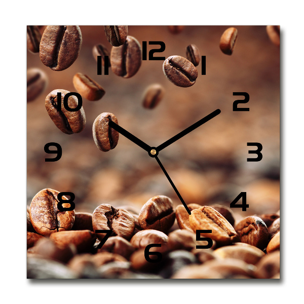 Wanduhr quadratisch Kaffeebohnen