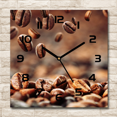 Wanduhr quadratisch Kaffeebohnen