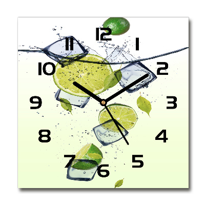 Wanduhr modern quadratisch Limetten und Eis