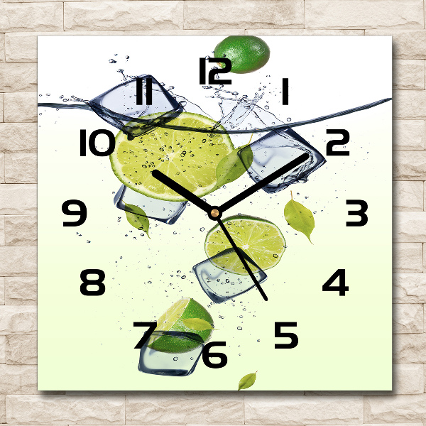 Wanduhr modern quadratisch Limetten und Eis
