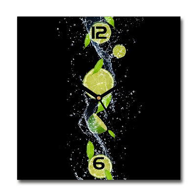 Wanduhr modern quadratisch Limetten und Wasser