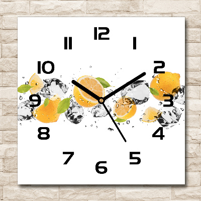 Wanduhr quadratisch Zitrone und Wasser