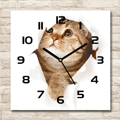 Wanduhr quadratisch Katze