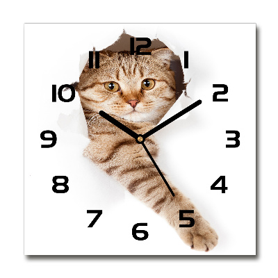 Wanduhr modern quadratisch Katze