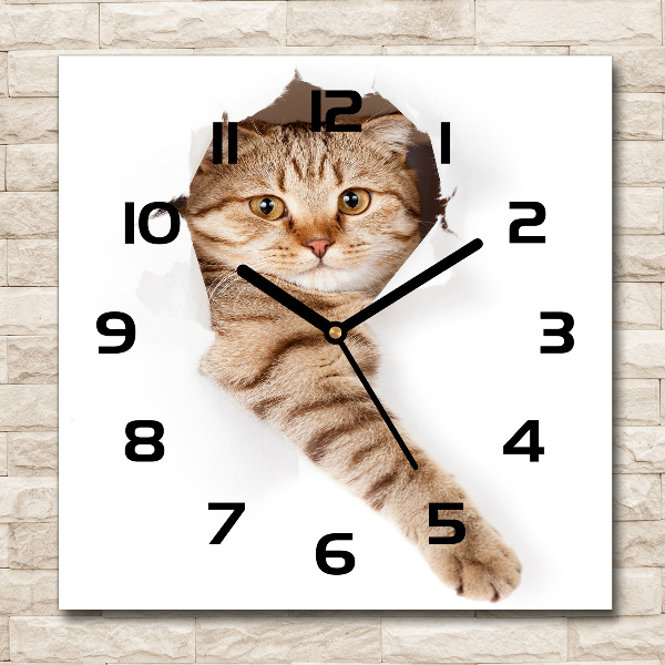 Wanduhr modern quadratisch Katze