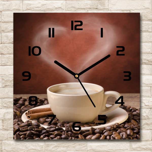 Wanduhr quadratisch Aromatischer Kaffee