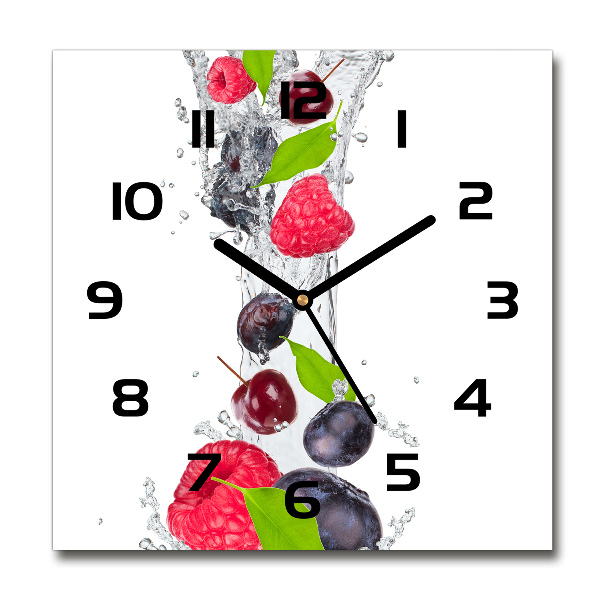 Wanduhr modern quadratisch Obst und Wasser