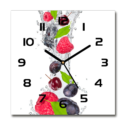 Wanduhr modern quadratisch Obst und Wasser