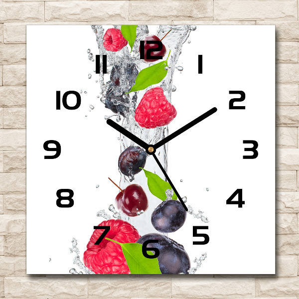Wanduhr modern quadratisch Obst und Wasser