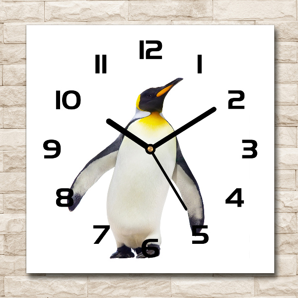 Wanduhr quadratisch Pinguin