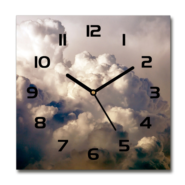 Wanduhr modern quadratisch Wolken am Himmel