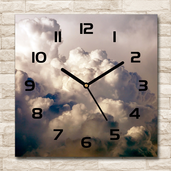 Wanduhr modern quadratisch Wolken am Himmel