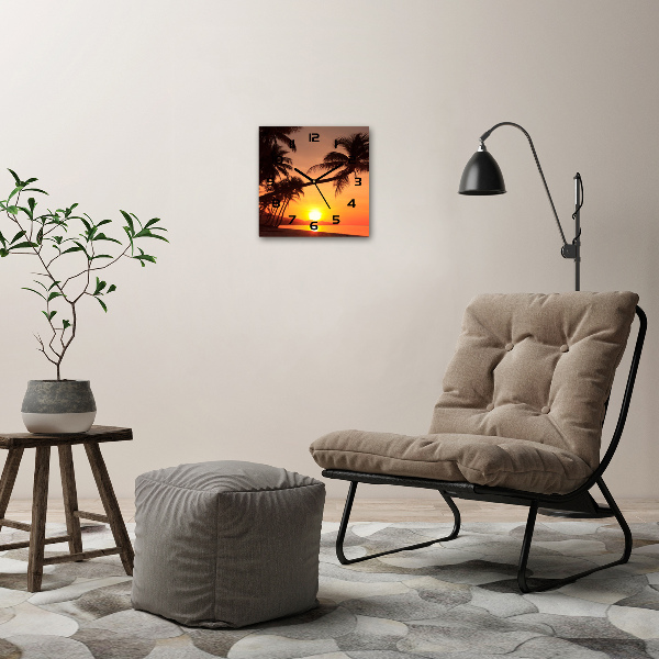 Wanduhr modern quadratisch Sunset Beach