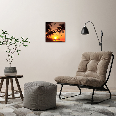 Wanduhr modern quadratisch Sunset Beach