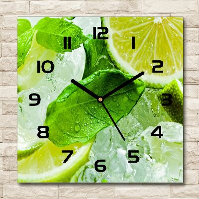 Wanduhr modern quadratisch Limette mit Eis