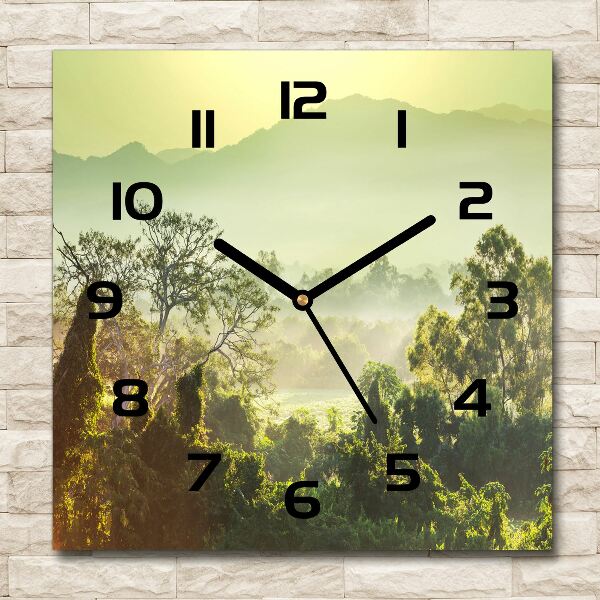 Wanduhr quadratisch Dschungel