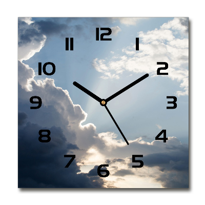 Wanduhr modern quadratisch Wolken am Himmel