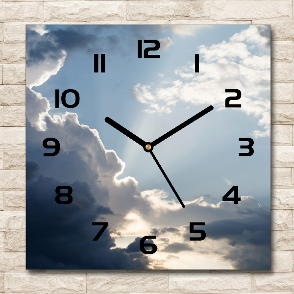 Wanduhr modern quadratisch Wolken am Himmel