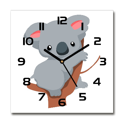 Wanduhr modern quadratisch Koala auf einem Baum