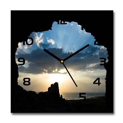 Wanduhr modern quadratisch Sonnenuntergang