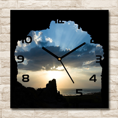 Wanduhr modern quadratisch Sonnenuntergang