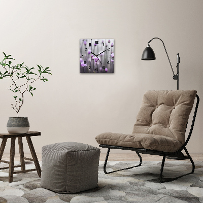 Wanduhr modern quadratisch Schnittlauchblüten