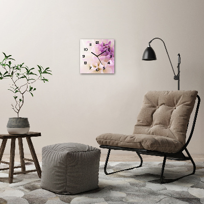 Wanduhr quadratisch Weiße Dahlie