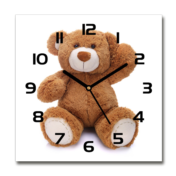 Wanduhr modern quadratisch Teddybär