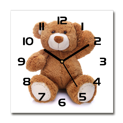 Wanduhr modern quadratisch Teddybär