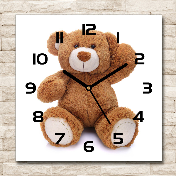 Wanduhr modern quadratisch Teddybär