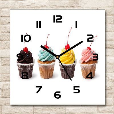 Wanduhr modern quadratisch Cupcakes
