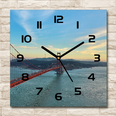 Wanduhr modern quadratisch San Francisco Brücke