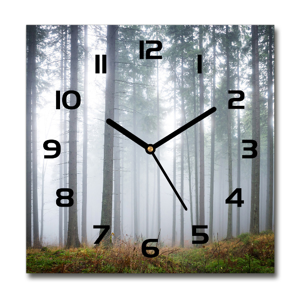 Wanduhr modern quadratisch Nebel im Wald