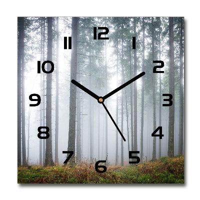 Wanduhr modern quadratisch Nebel im Wald