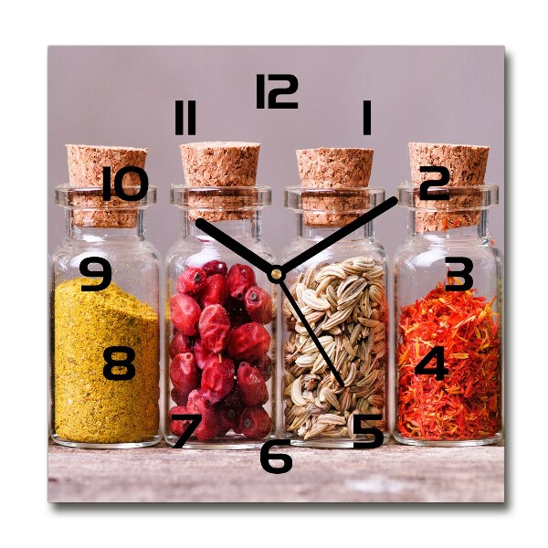 Wanduhr modern quadratisch Bunte Gewürze