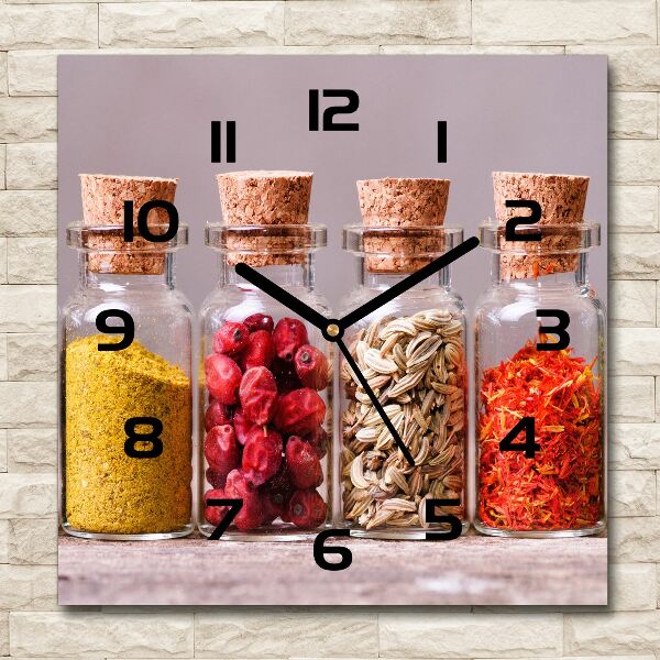 Wanduhr modern quadratisch Bunte Gewürze