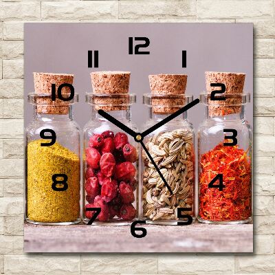 Wanduhr modern quadratisch Bunte Gewürze