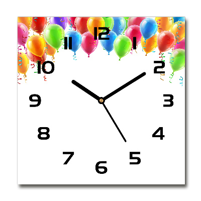 Wanduhr quadratisch Bunte Luftballons