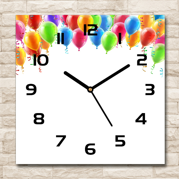 Wanduhr quadratisch Bunte Luftballons
