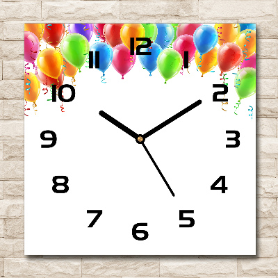 Wanduhr quadratisch Bunte Luftballons