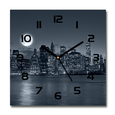 Wanduhr quadratisch New York bei Nacht