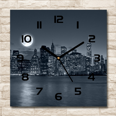Wanduhr quadratisch New York bei Nacht