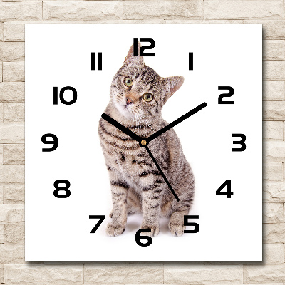 Wanduhr quadratisch Katze