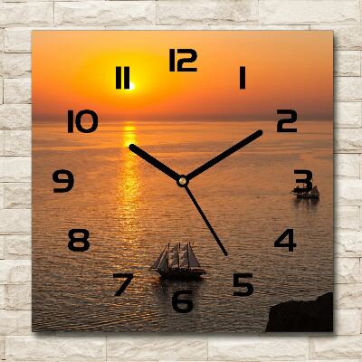 Wanduhr quadratisch Sonnenuntergang am Meer