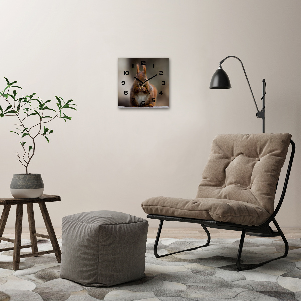 Wanduhr quadratisch Eichhörnchen